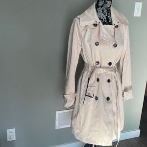 London Fog Belted Bonded Satin Trench Coat-pink